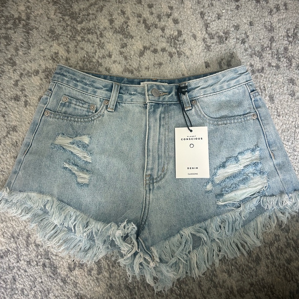 Glassons Blue Jean Shorts Distressed Raw Hem- Australian size 8- us size 6